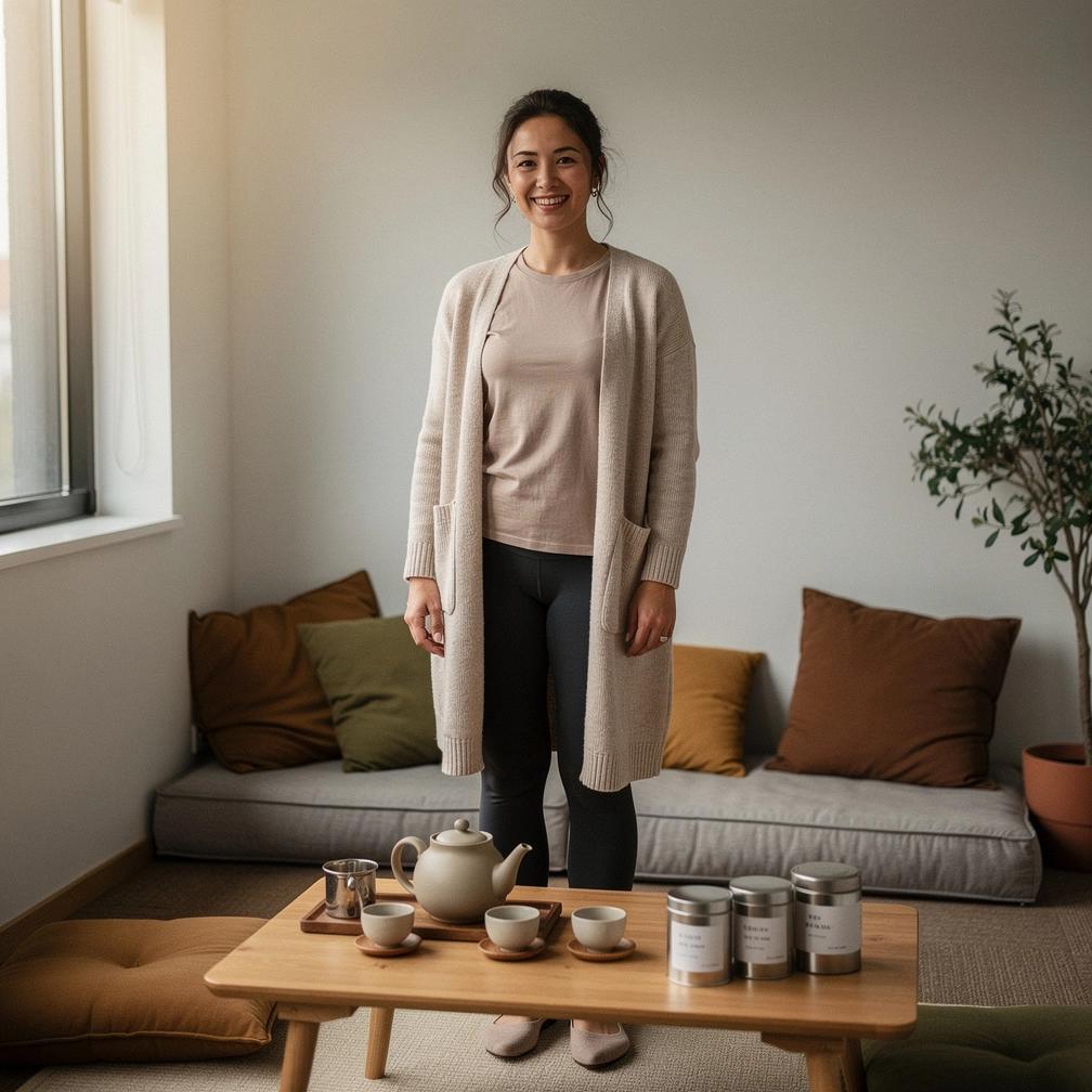 Közelkép egy csésze gyógyteáról, amely felszabadult légzéssel társul a könnyű mozgás előtt